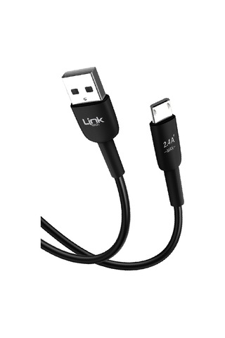 Linktech K600 Premium Micro Usb Data/şarj Kablosu 2.4a 1mt Siyah -