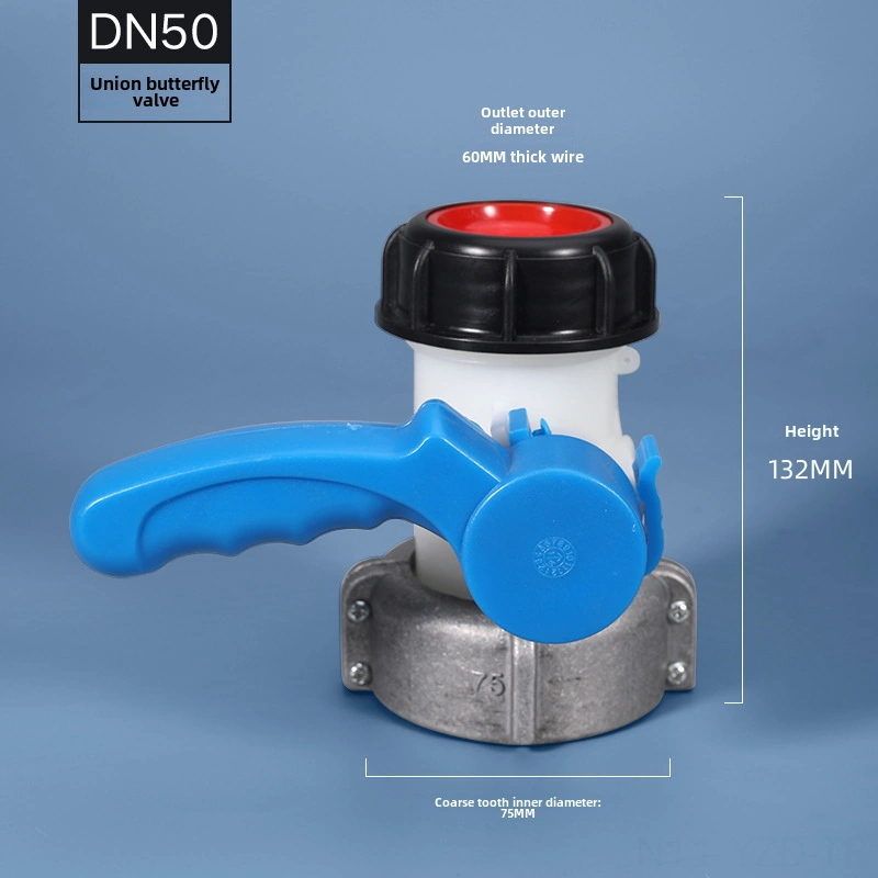 Yuntech01 1000l Kapasiteli Dayanıklı Ibc Plastik Tank Aksesuarı - Asit Ve Baza Dayanıklı Dn40 Kelebek Valfi, Depolama Ve Taşıma İçin Kontrollü Akış