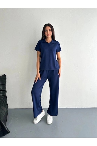 Freedom Store Kadın Osy Modal Yumuşak Dokulu Kısa Kollu Yakalı Pantolon İkili Takım - Lacivert