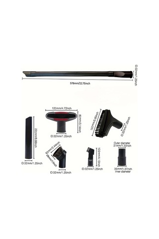 Fochsia 7pcs 32mm Ve 35mm Standart Hortum İçin Universal Vakum Aparatları Seti Yer Fırçası Döşeme Nozulu