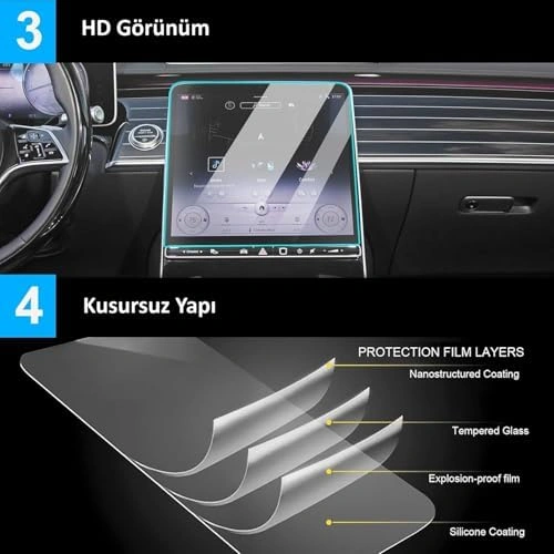 İle Uyumlu 2025 Model Multimedya Ve Gösterge Panel 9h Ekran Koruyucu 2li Set 10"