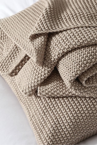 The White Company Lyra Throw, Yumuşak Pamuk Örgü Battaniye, 140 X 200 Cm Polyester Battaniye Kahverengi Tek Ebat