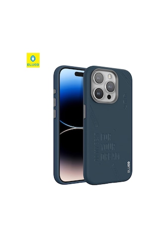 Blueo Apple Uyumlu iPhone 14 Pro Max Lacivert Deri Punk Premium Telefon