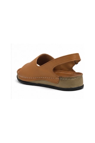 N Napa Shoe Np.306.taba Napa Shoe Hakiki Deri Kadın Sandalet Ayarlanabilir Tokalı Günlük Konfor Sandalet Taba