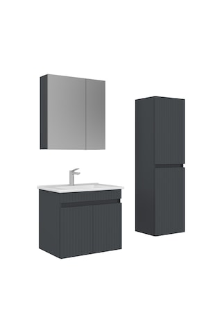Orka Tivoli 65 Cm Mat Antrasit Banyo Dolabı Takımı Ve Boy Dolabı Antrasit