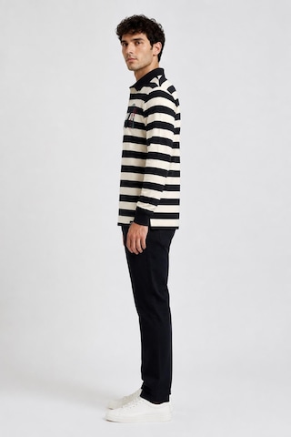 Alexandergardi Çizgili Polo Yaka Sweatshirt Siyah