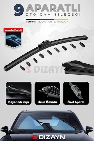 S-dizayn 9 Aparatlı Oto Cam Sileceği 48 Cm 19 İnç Universal A+ Kalite