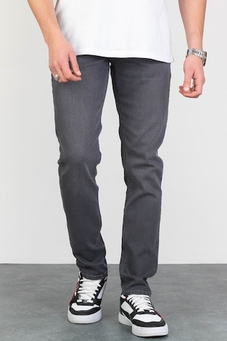 Erkek Koyu-Gri Slim Fit Dar Kesim Esnek Likralı Denim Jeans Kot P (492074509)