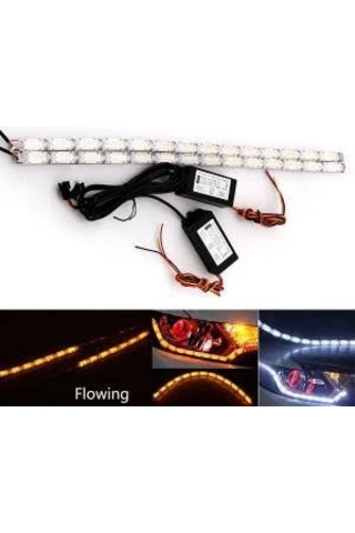 Kayar Led Sinyalli Sarı Far İçi Kristal Led 2 Renk