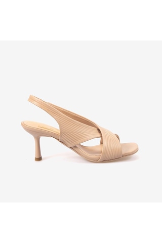 Hawen Angels Kadın Kösele Taban Bantlı 7,5cm Kısa Topuklu Sandalet 6895-04-v1 Nude