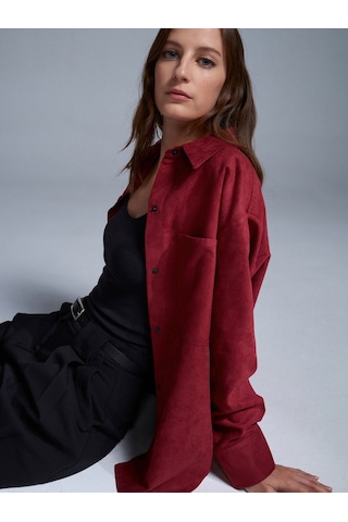 Dilvin 50532 Süet Gömlek Ceket-bordo Bordo