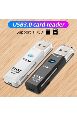 Siyah Fonken Usb Kart Okuyucu 3.0 Tf Sd Kart Okuyucu 2 İn1 Kart Okuyucu Adaptörü Pc Dizüstü Akıllı Hafıza Kartı Okuyucu Microsdxc Rider Adaptörü