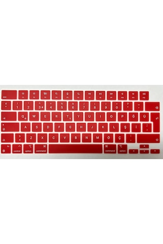 Arabulalaca MacBook Uyumlu Air 15 A2941 Türkçe Klavye Koruyucu Kırmızı