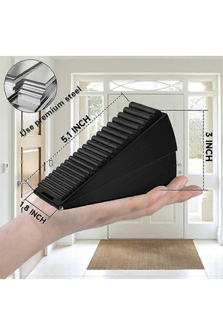 Kapı Durdurucu, Ağır Hizmet Tipi Kapı Durdurucu Kama, Kapının Altı İçin Uzun Kapı Durdurucu, 3 İnç Yüksekliğinde Kapı Durdurucu En Güçlü Siyah Diğer