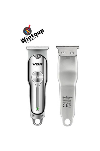 Wintoup Özel Seri Ultra ince T Bıçak Mini Şarjlı Gümüş Profesyonel Saç Sakal Tıraş Makinesi