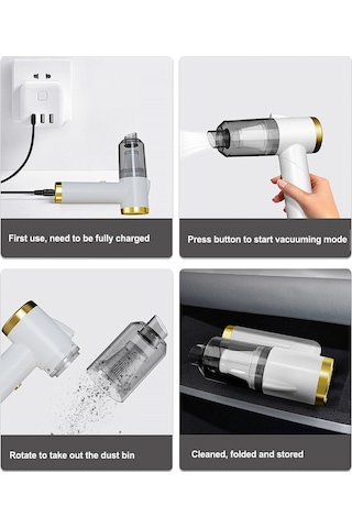 Xiyyadms "120w Kablosuz Led Aydınlatmalı Katlanabilir El Süpürgesi - 9000pa Güçlü Emiş, Araç Ve Ev Kullanımı İçin"