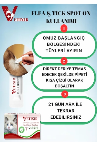 Kedi Bitkisel İç Dış Bit Pire Uzaklaştırıcı Ense Bitkisel Damla Seti - 5 Damla 2 Tablet