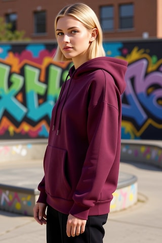 Benerly Kadın Kapüşonlu Düşük Kol Oversize Sweatshirt Fonksiyonel Dayanık Mürdüm