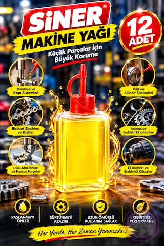 12 Adet Siner Makine Yağı 35 Cc Çok Amaçlı Yağlama Yağı Dikiş Makinesi Bisiklet Zinciri Küçük Ev Aletleri