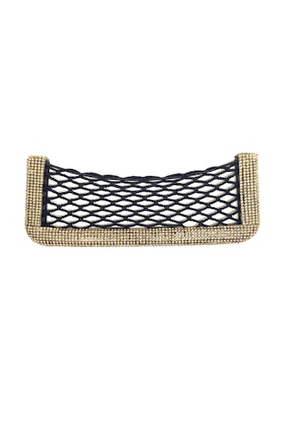 Kristal Taşlı Araç İçi File Çep Organizer 20x8cm Altın