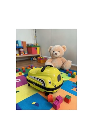 Aresshop Araba Valiz Çocuk Çanta Cocuk Araba Valız Sarı