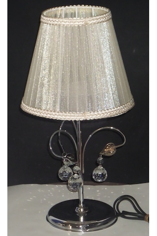 Krem Taşlı Abajur Krem