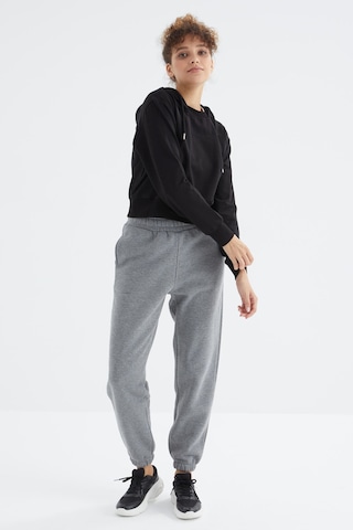 Tommy Life Gri Melanj Yüksek Bel Şardonlu 3 İplik Pamuklu Basic Kadın Eşofman Alt - 94624 GRİ MELANJ