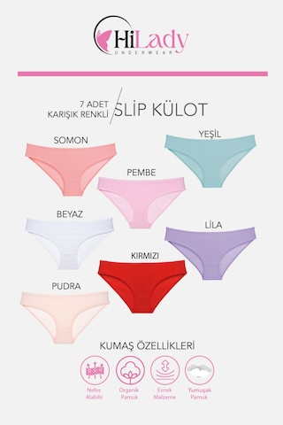 Kadın Külot 7 Li Paket Likralı Soft, Ve, Siyah, Renkler Pamuklu, Yumuşak,külot Kırmızı - Beyaz