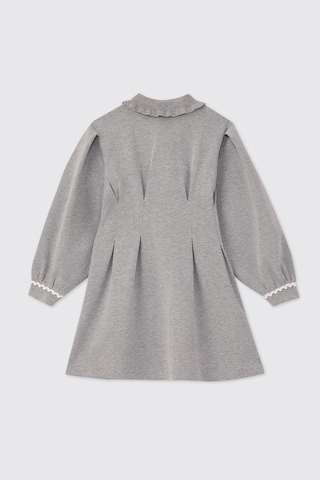 Panço Kız Çocuk Yakalı Triko Gri-melanj Elbise 2621gk26001