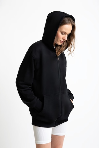 Fermuarlı Organik Pamuklu Sweatshirt Siyah