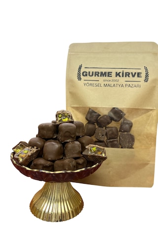 Çikolata Kaplı Antep Fıstıklı Lokum 400 Gram