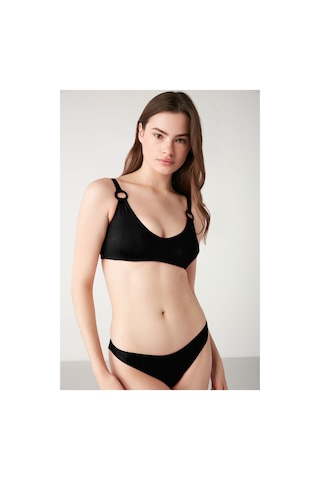 Kom Solena Halka Detaylı Düz Renk Bikini Siyah