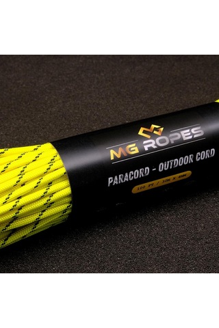 Mg Ropes Polyester Paracord İp 4 Mm Neon Sarı Desen 30 Metre Sarı