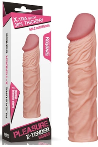 Hızlı Express Lovetoy X-Tender 5 CM Dolgulu Realistik Penis Kılıfı 20 CM + 10 ml Kayganlaştırıcı