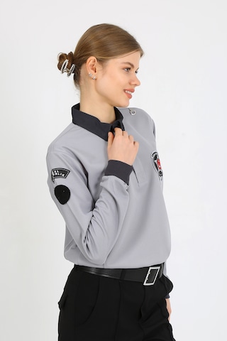 Yeni Tip Kamu Personel Bayan Özel Güvenlik Kışlık Sweatshirt İçi Şardonlu Gri