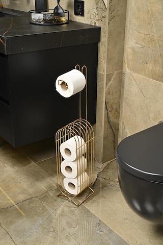 Altın Yedekli Oval Köşeli Dik Wc Tuvalet Kağıtlık /düzenleyici / Dispenser / Metal /paslanmaz/askı Altın