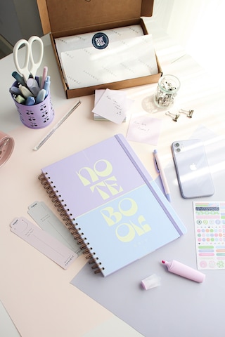 20x28 Spiralli Sert Kapak Lastikli Kareli Not Defteri Lila Lila