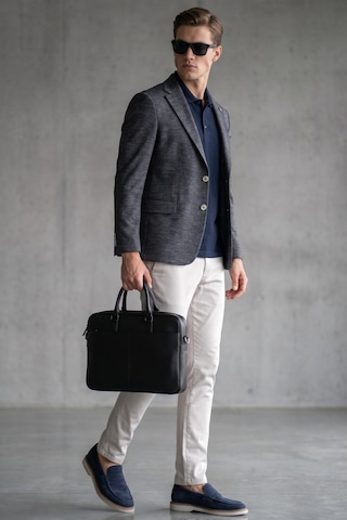 İmza Lacivert Mono Yaka Örme 6 Drop Slim Fit Ceket 1002260152