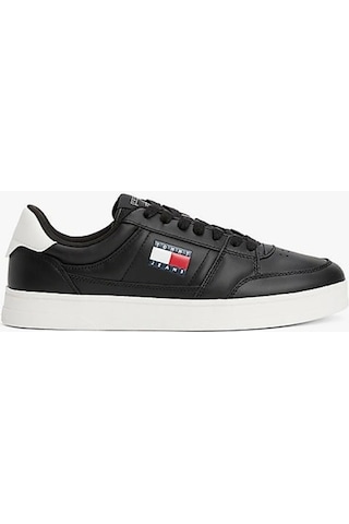 Tommy Hilfiger Tommy Jeans Erkek Siyah Greenwich Essential Deri Sneaker Siyah