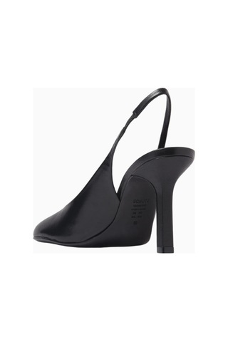 Schutz Brigitte 96 Siyah Nappa Deri Elastik Bantlı, Lüks Slingback Yüksek Topuklu Ayakkabı