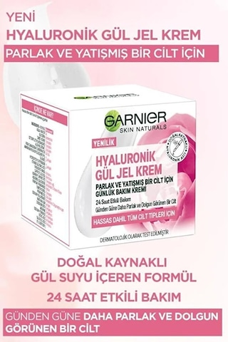 Yüz Bakim Kremi & Hyaluronik, Gül Özü, Parlak, Yatışmış Bir Cilt İçin Gündüz Kremi 50ml