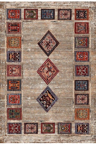 Yıkanabilir Etnik Desenli Dijital Baskı Kaymaz Kilim Kahverengi