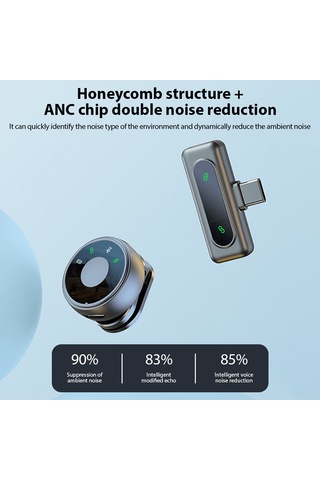 Samdoo J8 2.4g Kablosuz Kolluk Mikrofonu - 30m Alım Mesafesi, Gürültü Engelleme, Type-c + App Adaptörü, İki Mikrofonlu Set