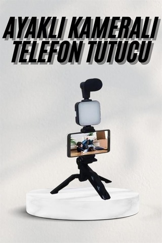 Telefon Tutucu Led Işıklı Kumandalı Mikrofonlu Vlog Video Kayıt Standart