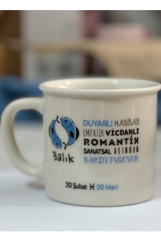 Balık Burçlu Porselen Kupa Bardak 250cc Balık