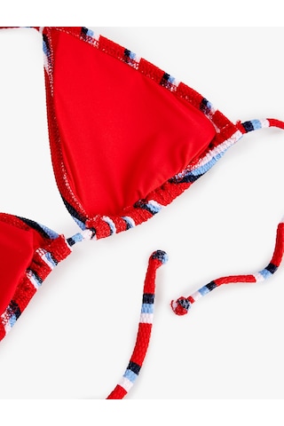 Koton Dokulu Çizgili Üçgen Bikini Üstü Kırmızı Çizgili 6sak10179mm