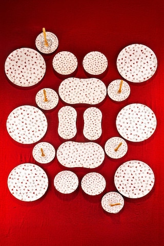 Bambum 32 Parça Pera Love Kahvaltı Takımı B5857 Beyaz - Kırmızı