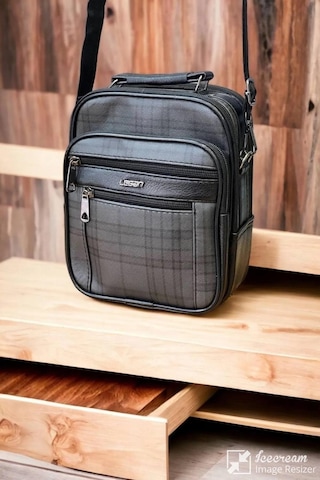 Erkek Çelik Kasalı Çapraz Çanta Büyük Boy Siyah