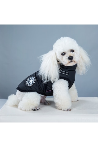 Vkemall Köpekler İçin Kışlık Kalın Pamuklu Göğüs Bağcıklı İki Ayaklı Mont, Siyah, 2xl - Yumuşak, Dayanıklı Ve Pratik