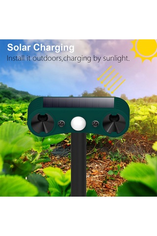 Suofeng Güneş Enerjili Ultrasonik Hareket Sensörlü Alarm, 5-8m Algılama, Sesli Ve Işıklı Uyarı, Yeşil, Ip55 Su Geçirmez, Yer Montajı